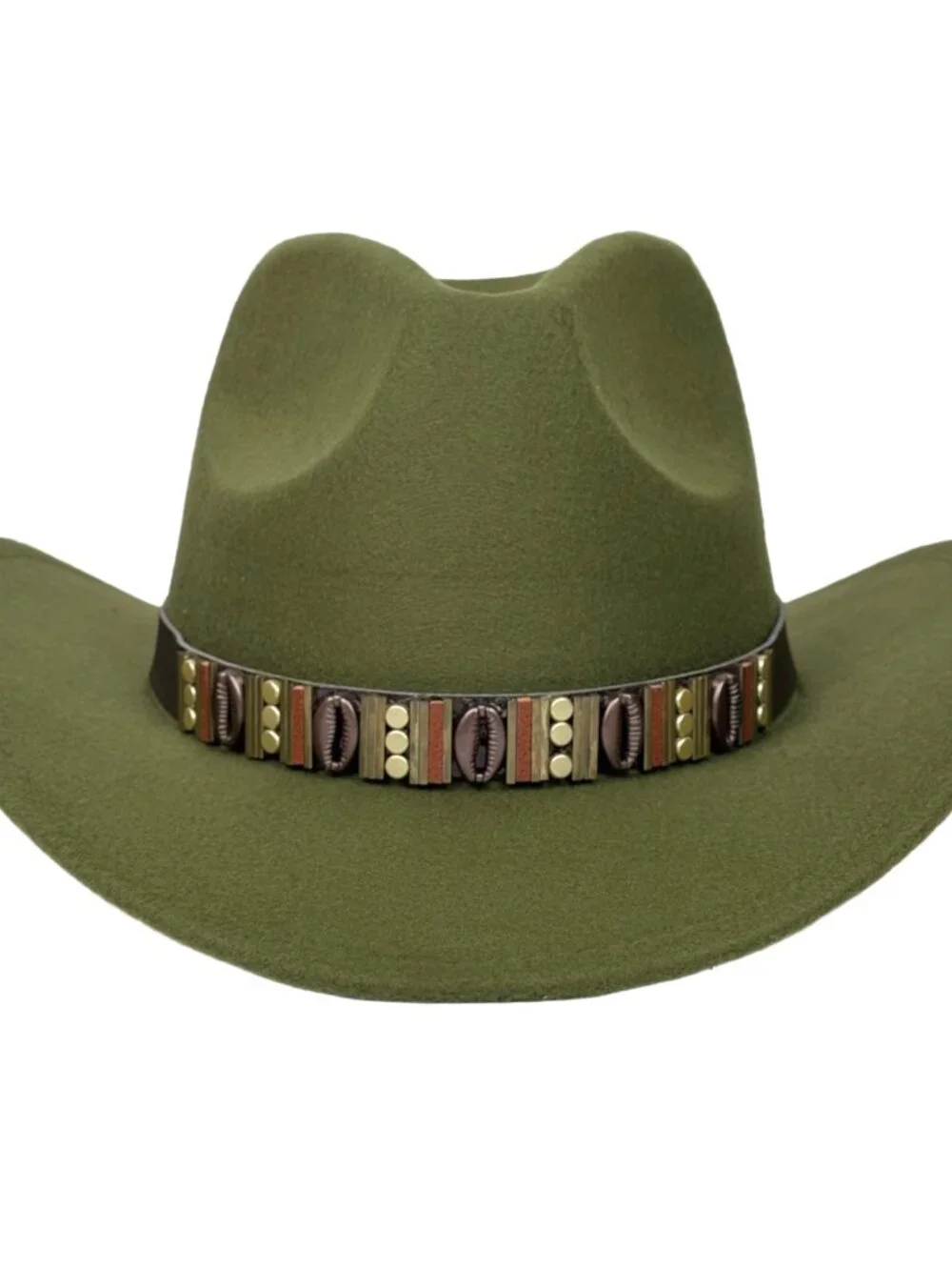 Green Western Cowboy Hat Wide Brim Ranch Rodeo Cowgirl Festival Boho Costume Hat